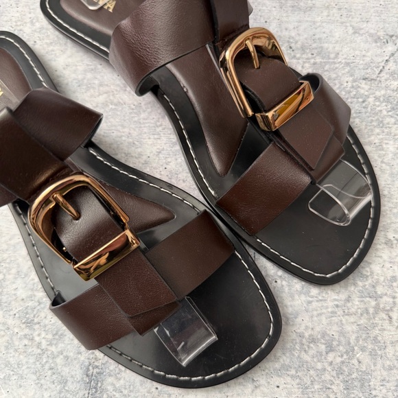 Zara Double Strap Buckle Flat Sandals 39 - Picture 2 of 6